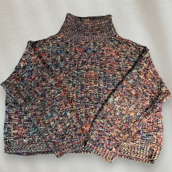 Elodie Multicolor Mohair Blend Chunky Knit Mock Neck Sweater Size M Cozy - Picture 3 of 9